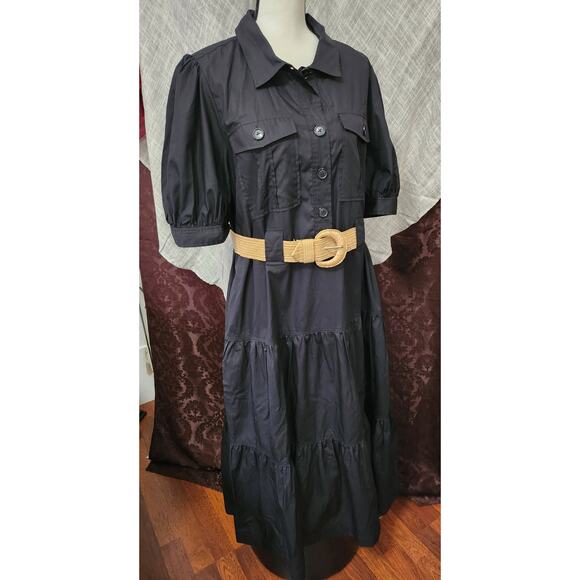 Buffy Short Sleeve Cotton Utility Dress, Derek Lam 10 Crosby size 16 - Picture 5 of 12